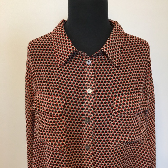Two by Vince Camuto Sheer Button Down Blouse, L - Picture 4 of 9